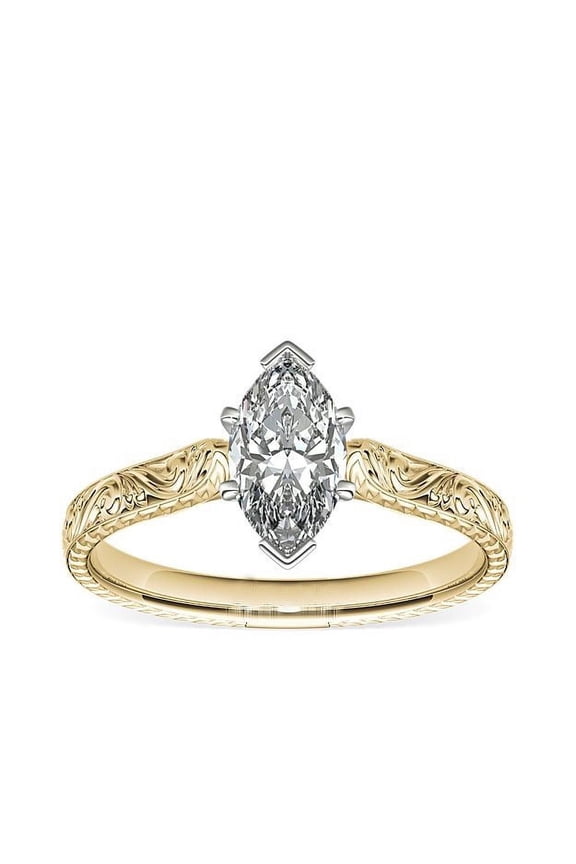 2.00 Carat Excellent Marquise Cut IGI Certified Lab Grown Diamond Beautiful Solitaire Bridal Ring for Bride Solid 14K Yellow Gold Size 5
