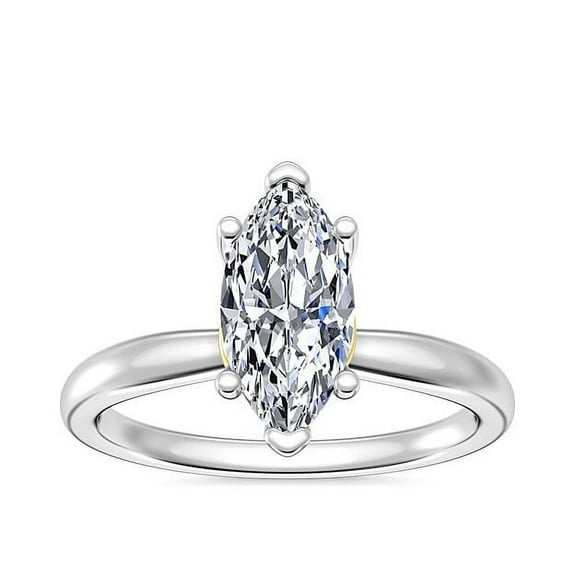 1.00 Carat Excellent Marquise Cut Natural Diamond Solitaire Beautiful Ring for Anniversary Solid 14K White Gold Size 4.5