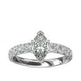thumbnail image 1 of 1.00 Carat Excellent Marquise Cut Natural Diamond Solitaire with Accents Beautiful Ring for Anniversary Solid 14K White Gold Size 4.5, 1 of 6