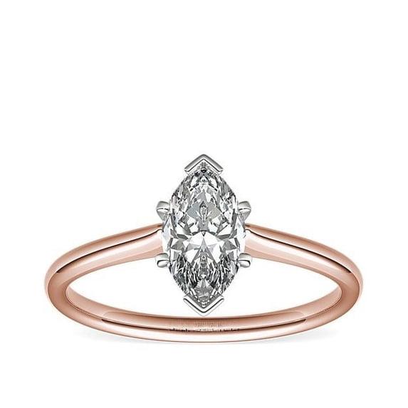 1.00 Carat Excellent Marquise Cut Natural Diamond Unique Solitaire Ring for Engagement Solid 14K Rose Gold Size 8.5