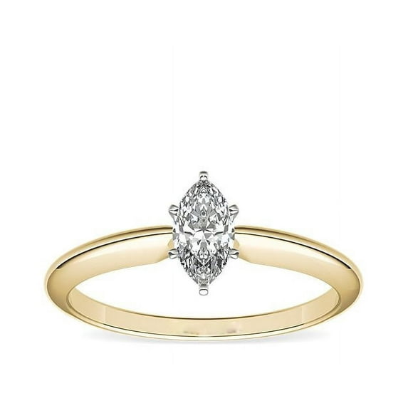 1.00 Carat Excellent Marquise Cut Natural Diamond Unique Solitaire Ring for Engagement Solid 14K Yellow Gold Size 8.5