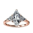 thumbnail image 1 of 1.00 Carat Excellent Marquise Shape Genuine Diamond Latest Design Three Stone Engagement Ring for Ladies Solid 18K Rose Gold Size 7.5, 1 of 8