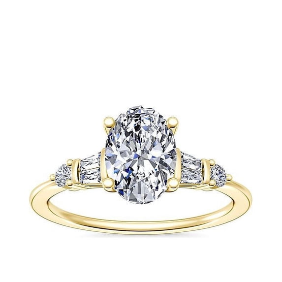 1.00 Carat Excellent Oval Cut Natural Diamond Beautiful Solitaire with Accents Bridal Ring for Bride Solid 18K Yellow Gold Size 5