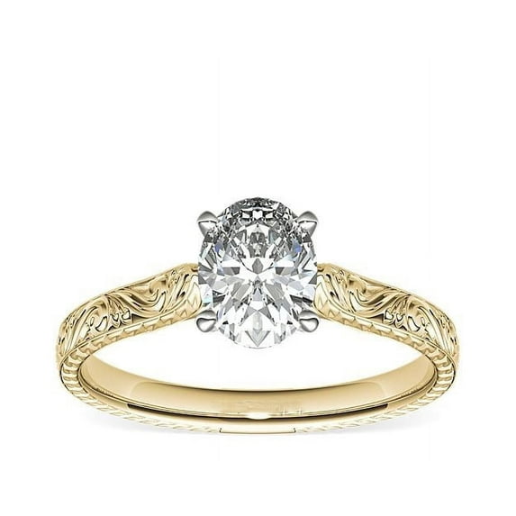 1.00 Carat Excellent Oval Cut Natural Diamond Solitaire Beautiful Ring for Girls Solid 18K Yellow Gold Size 11.5