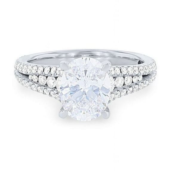 1.00 Carat Excellent Oval Cut Natural Diamond Solitaire with Accents Beautiful Ring for Anniversary Solid 18K White Gold Size 4.5