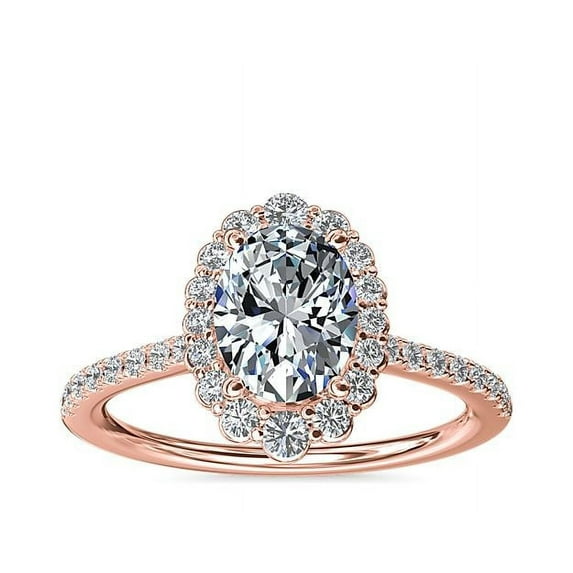 Diamond-Capitals 1.00 Ct Classic Oval Cut Genuine Diamond (F-G/VS1) Solitaire Engagement Ring for Women in 14K Rose Gold Size 7.5