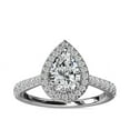 thumbnail image 1 of 1.00 Carat Excellent Pear Cut Natural Diamond Beautiful Solitaire with Accents Bridal Ring for Bride Solid 18K White Gold Size 5, 1 of 8
