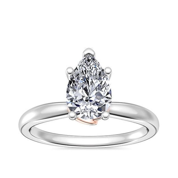 1.00 Carat Excellent Pear Cut Natural Diamond Solitaire Beautiful Proposal Ring for her Solid 14K White Gold Size 11.5