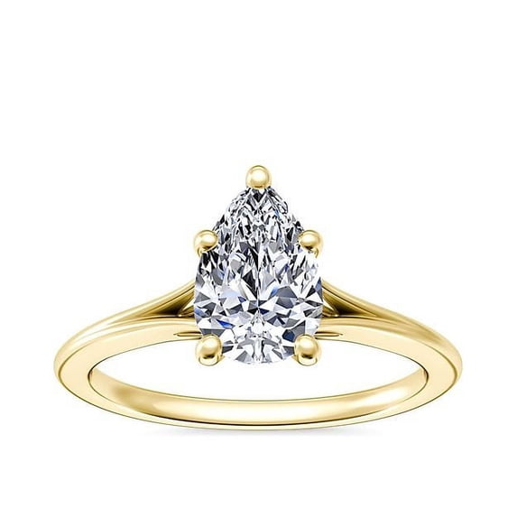 1.00 Carat Excellent Pear Cut Natural Diamond Solitaire Beautiful Ring for Anniversary Solid 18K Yellow Gold Size 4.5