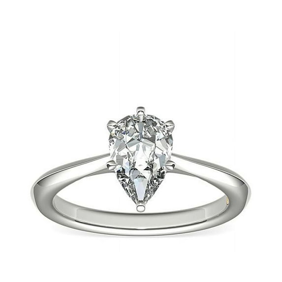 1.00 Carat Excellent Pear Cut Natural Diamond Solitaire Beautiful Ring for Women Solid 18K White Gold Size 11.5