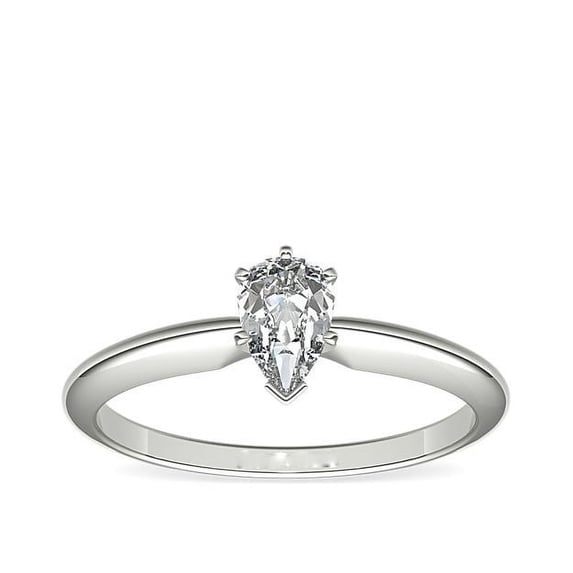 1.00 Carat Excellent Pear Cut Natural Diamond Unique Solitaire Ring for Engagement Solid 14K White Gold Size 8.5