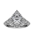 thumbnail image 1 of 1.00 Carat Excellent Pear Cut Natural Diamond Unique Solitaire with Accents Ring for Women Solid 18K White Gold Size 8.5, 1 of 8