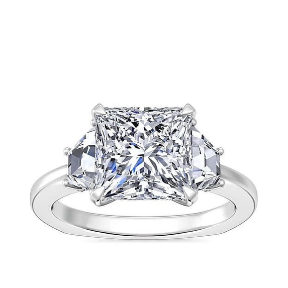 1.00 Carat Excellent Princess Cut Natural Diamond Beautiful Three Stone Bridal Ring for Bride Solid 950 Platinum Size 5