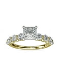 thumbnail image 1 of 1.00 Carat Excellent Princess Cut Natural Diamond Solitaire with Accents Beautiful Ring for Anniversary Solid 14K Yellow Gold Size 4.5, 1 of 6