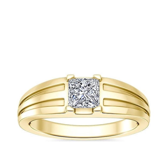 1.00 Carat Excellent Princess Cut Natural Diamond Unique Solitaire Ring for Women Solid 18K Yellow Gold Size 8.5