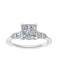 thumbnail image 1 of 1.00 Carat Excellent Princess Cut Natural Diamond Unique Solitaire with Accents Ring for Engagement Solid 14K White Gold Size 8.5, 1 of 8