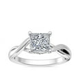 thumbnail image 1 of 1.00 Carat Excellent Princess Cut Real Diamond New Design Solitaire Ring for Wedding Solid 18K White Gold Size 11, 1 of 8
