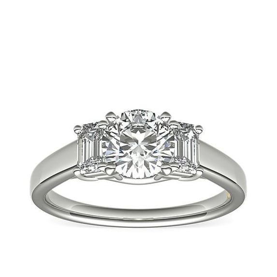 1.00 Carat Excellent Round Cut Natural Diamond Beautiful Three Stone Bridal Ring for Bride Solid 950 Platinum Size 5