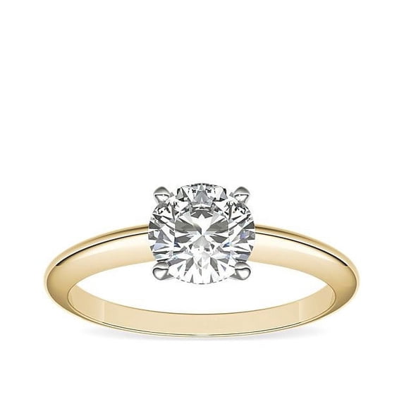 1.00 Carat Excellent Round Cut Natural Diamond Elegant Engagement Ring for Women Solid 14K Yellow Gold Size 6