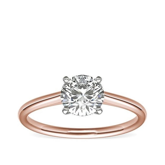 1.00 Carat Excellent Round Cut Natural Diamond Elegant Engagement Ring for Women Solid 18K Rose Gold Size 6