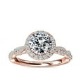 thumbnail image 1 of Diamond-Capitals 1.00 Ct Unique Round Shape Genuine Diamond (F-G/VS1) Solitaire Wedding Ring for Fiancee in 14K Rose Gold Size 4.5, 1 of 8