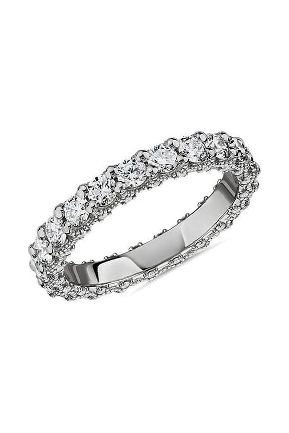 1.00 Carat Excellent Round Cut Real Diamond New Design Eternity Band for Wedding and Engagement Solid 950 Platinum Size 11