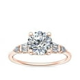 thumbnail image 1 of 1.00 Carat Excellent Round Cut Real Diamond New Design Solitaire with Accents Ring for Wedding Solid 18K Rose Gold Size 11, 1 of 8