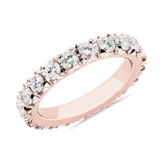 1.00 Carat Excellent Round Shape Genuine Diamond Latest Design Engagement Eternity Band for Ladies Solid 18K Rose Gold Size 7.5