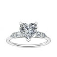 thumbnail image 1 of 1.00 Carat Heart Cut Real Diamond Solitaire with Accents Beautiful Engagement Ring for her Solid 14K White Gold Size 7, 1 of 8