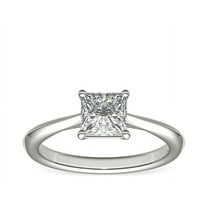 1.00 Carat Latest Design Solitaire Princess Cut Natural Diamond Ring for Engagement Solid 14K White Gold Size 7