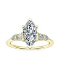 thumbnail image 1 of 1.00 Carat Marquise Cut Real Diamond Beautiful Solitaire with Accents Ring for Engagement in Solid 14K Yellow Gold Size 7, 1 of 8