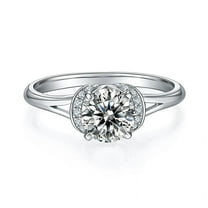1.00 Carat Moissanite Round Cut Diamond Engagement Ring in 18k White Gold