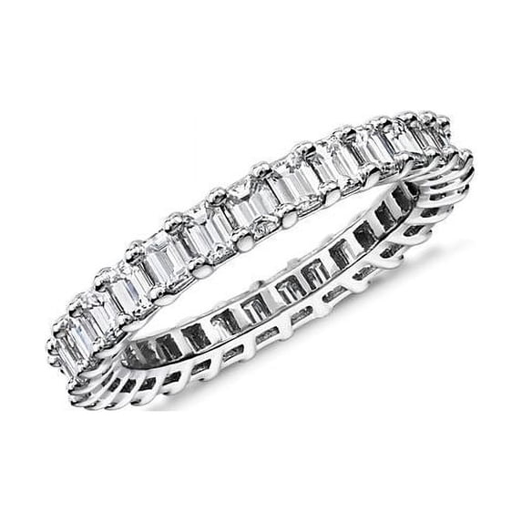 1.00 Carat Natural Stunning Emerald Cut Diamond Anniversary Eternity Band for her Solid 950 Platinum Size 10 (F-G/VS1)