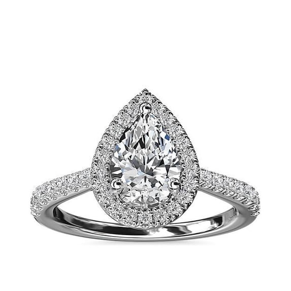 1.00 Carat Pear Cut Luxurious Real Diamond Solitaire Ring for Anniversary Gift IN 14K White Gold Size 11.5 (F-G/VS1) by Diamond-Capitals