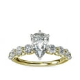 thumbnail image 1 of 1.00 Carat Pear Cut Real Diamond Beautiful Solitaire with Accents Ring for Engagement in Solid 14K Yellow Gold Size 7, 1 of 6