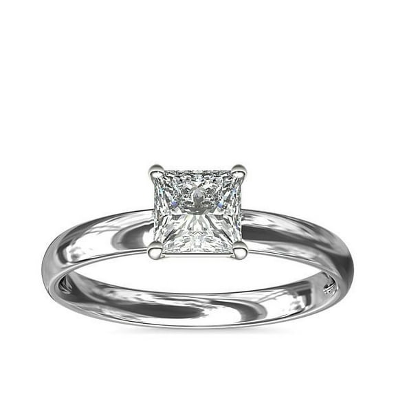 1.00 Carat Princess Natural Diamond Beautiful Solitaire Engagement Ring for Women Solid 14K White Gold Size 7