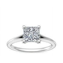 1.00 Carat Princess Natural Diamond Wonderful Solitaire Engagement Ring for Ladies Solid 14K White Gold Size 7