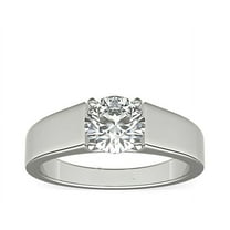 1.00 Carat Round Genuine Diamond Beautiful Solitaire Engagement Ring for Ladies Solid 14K White Gold Size 7