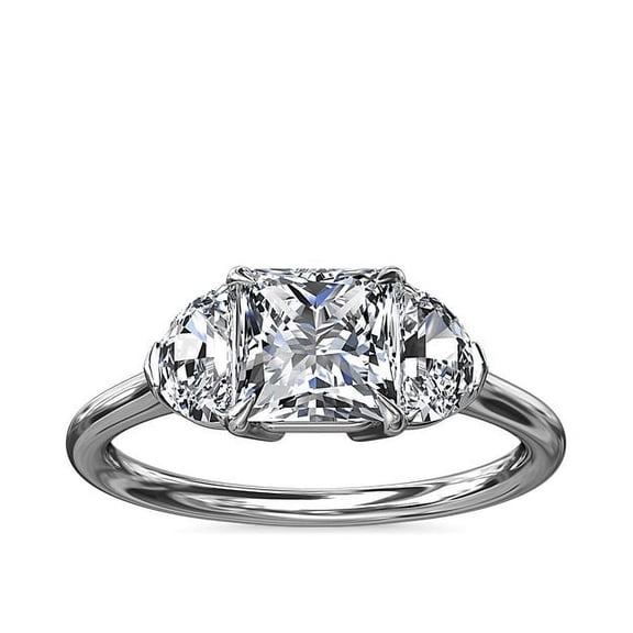 1.00 Carat Stunning Princess Cut Real Diamond Three Stone Ring for Anniversary Gift in Solid 950 Platinum Size 7