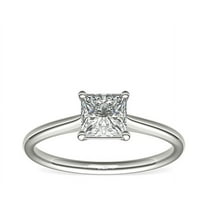1.00 Carat Stunning Solitaire Princess Cut Natural Diamond Engagement Ring for Women Solid 14K White Gold Size 7