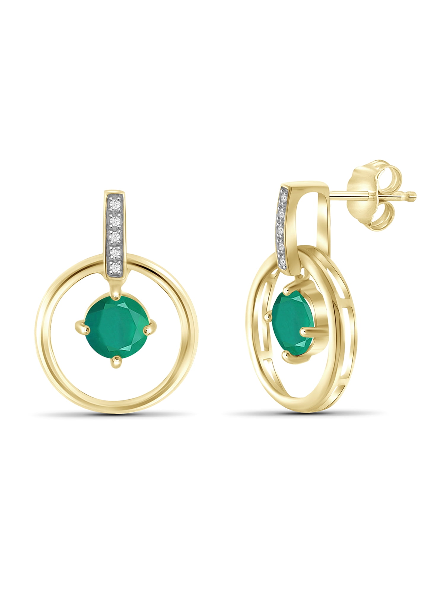 JEWELERSCLUB 1.00 Carat T.G.W. Emerald And White Diamond Accent 14k Gold Over Silver Stud Earrings