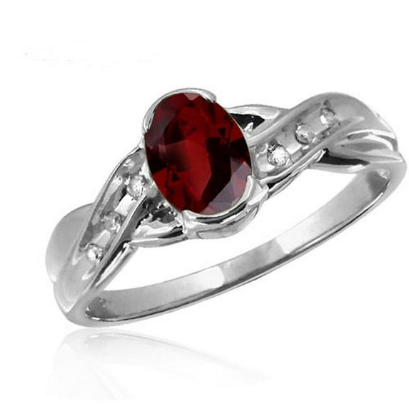 1.00 Carat T.G.W. Garnet Gemstone and Accent White Diamond Ring
