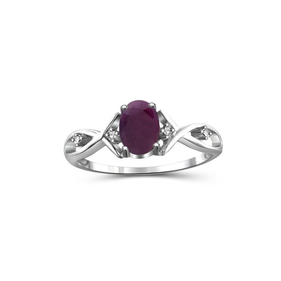 1.00 Carat T.G.W. Ruby And White Diamond Accent Sterling Silver Ring
