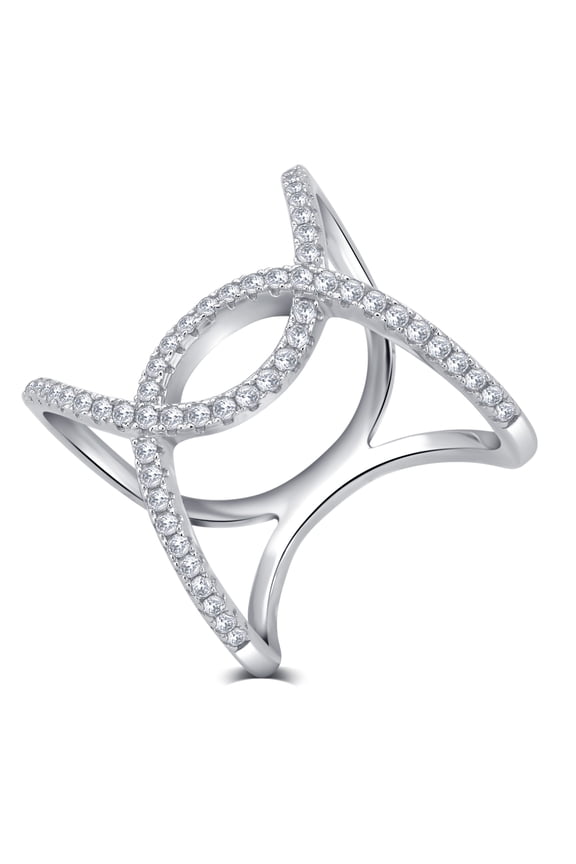 1.00 Carat T.W Cubic Zirconia "X" Cross Sterling Silver Ring