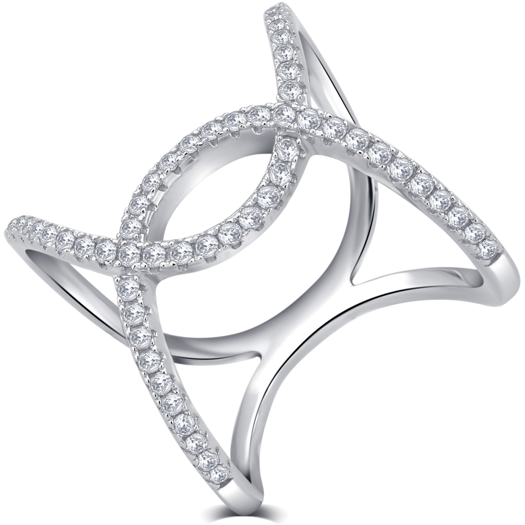1.00 Carat T.W Cubic Zirconia "X" Cross Sterling Silver Ring