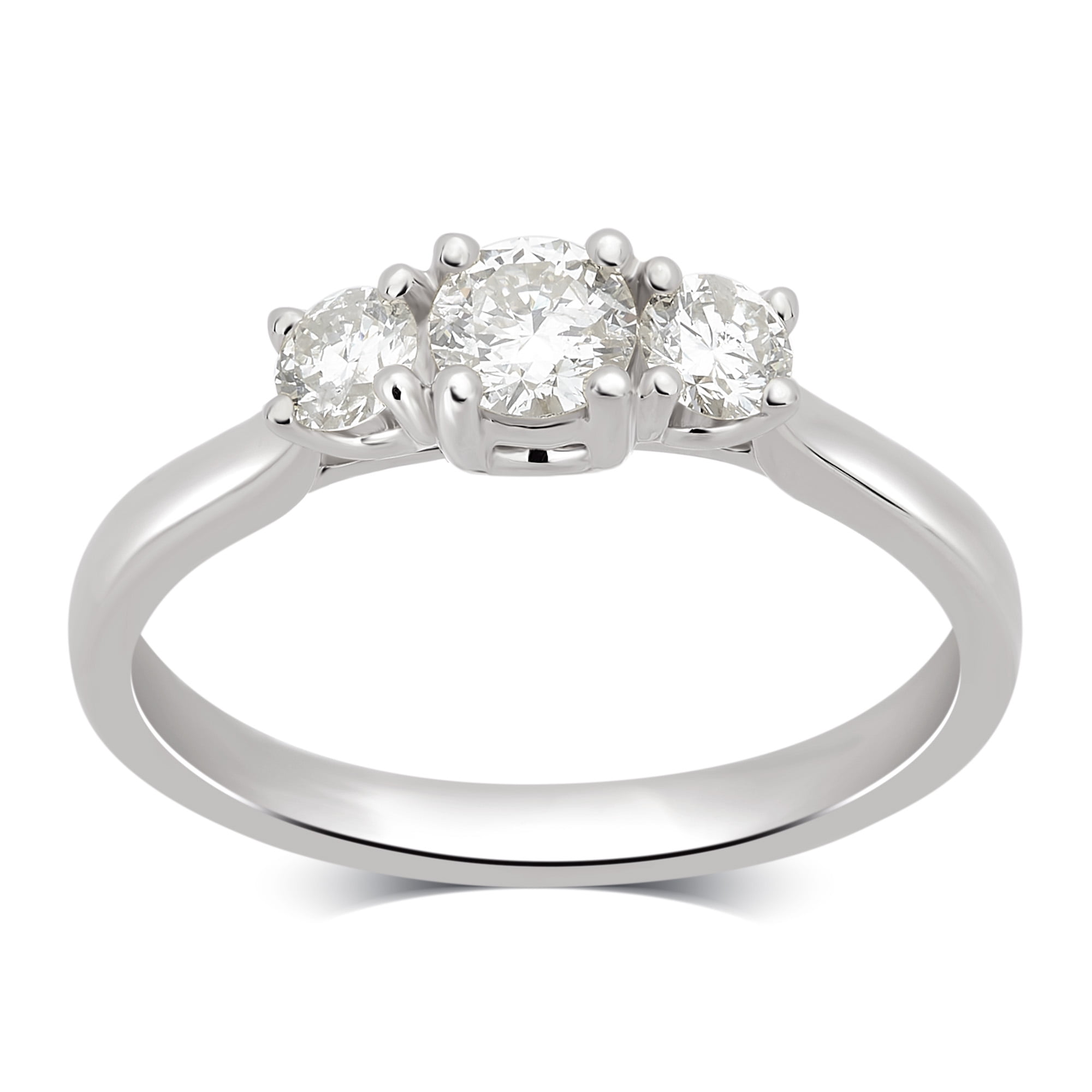 1.00 Carat T.W. Diamond 14K White Gold 3 Stone Engagement Ring