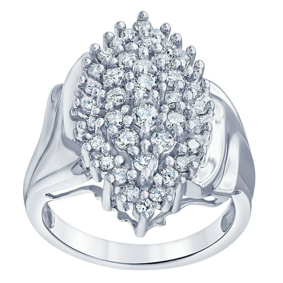 1.00 Carat T.W Lab Grown Diamond Cluster Design Anniversary Ring in Silver