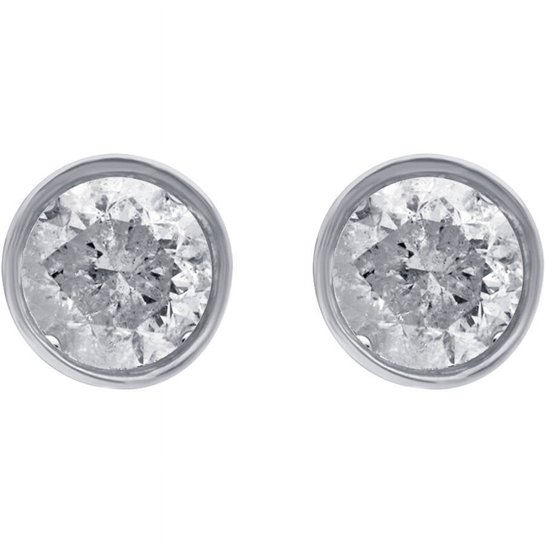 1.00 Carat T.W. Round Diamond 14kt White Gold Bezel Stud Earrings, IGL Certified, Comes in a Box