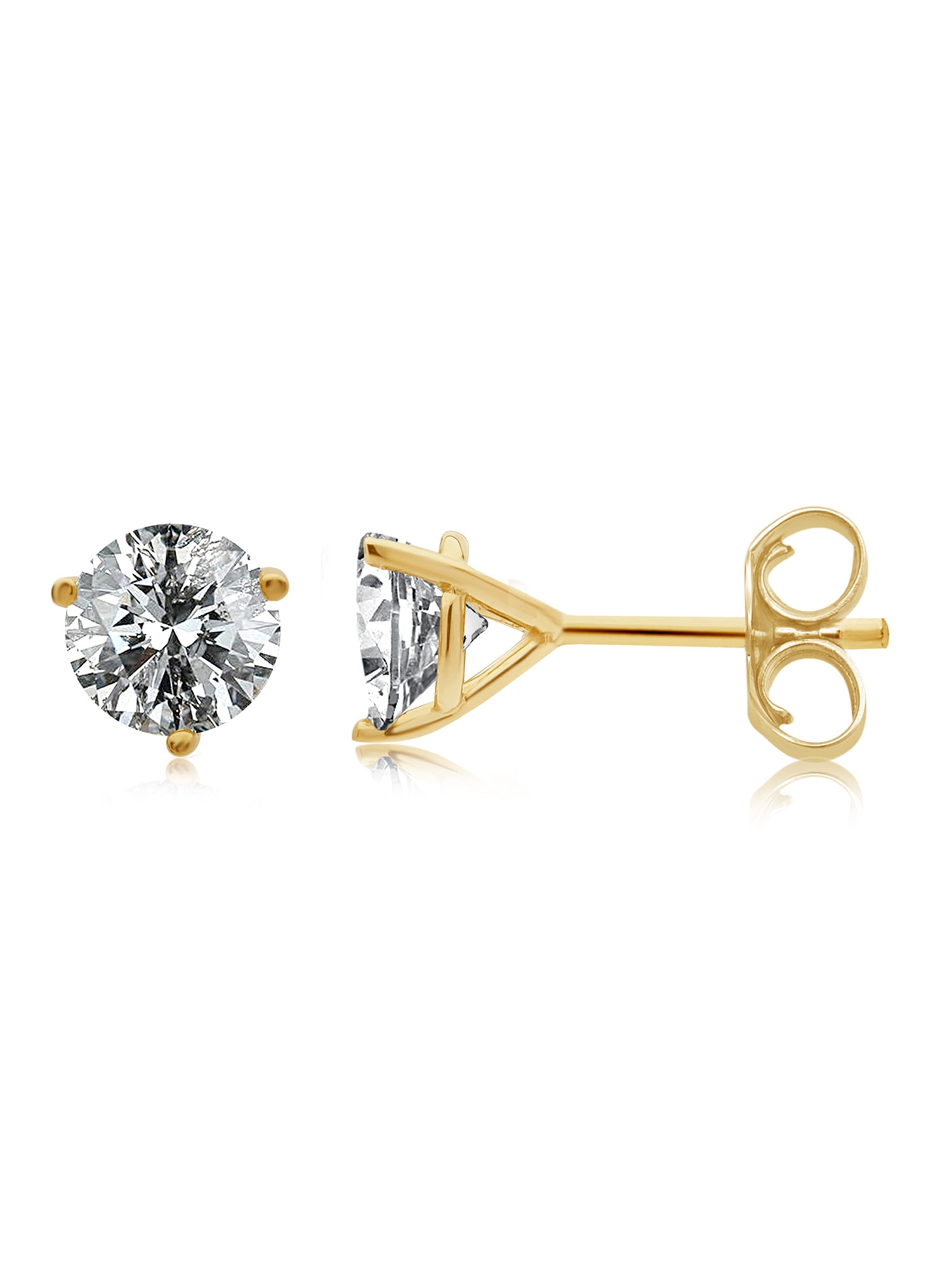 1.00 Carat T.W. Round Diamond 14kt Yellow Gold Martini Stud Earrings, IGL Certified, Comes in a Box