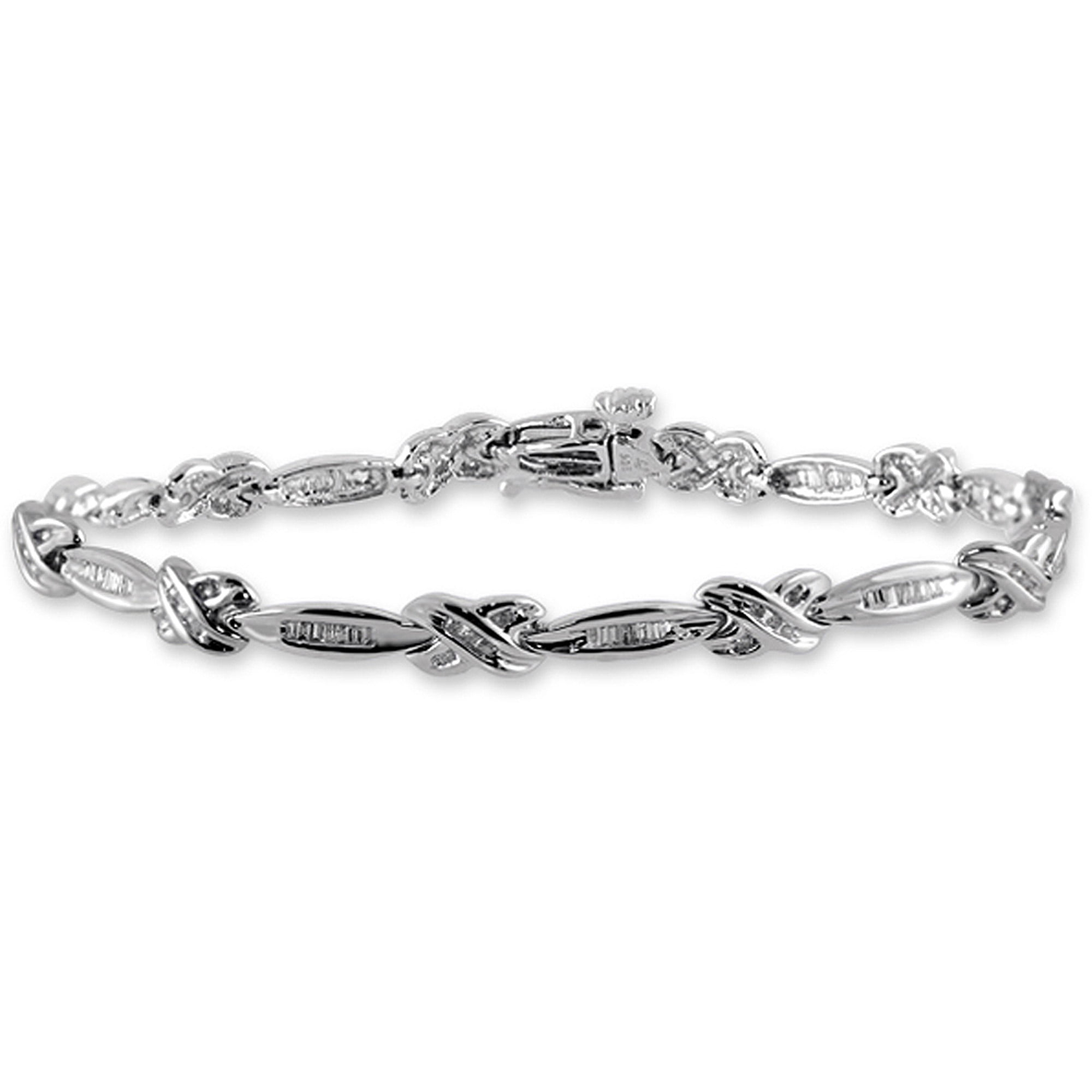 1.00 Carat T.W. White Diamond Sterling Silver Bracelet